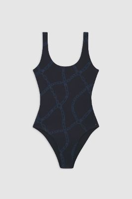 Jace One Piece - Navy Link Print sold by Anine Bing