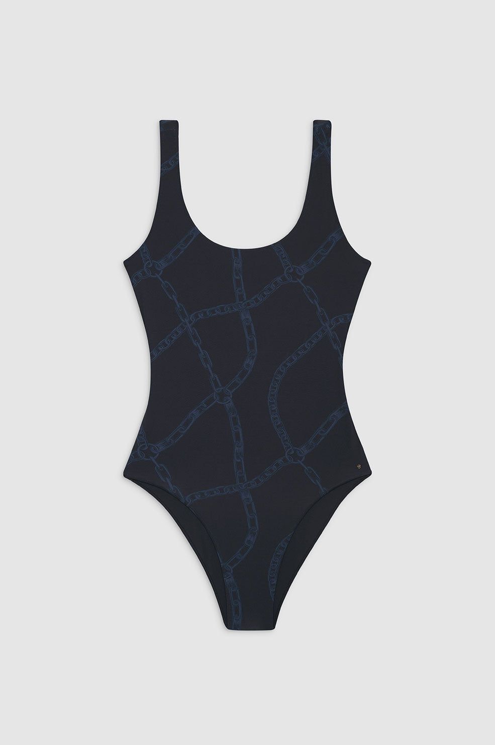 Jace One Piece - Navy Link Print sold by Anine Bing