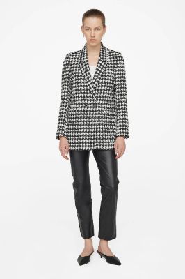Madeleine Blazer - Black And White Houndstooth sold by Anine Bing