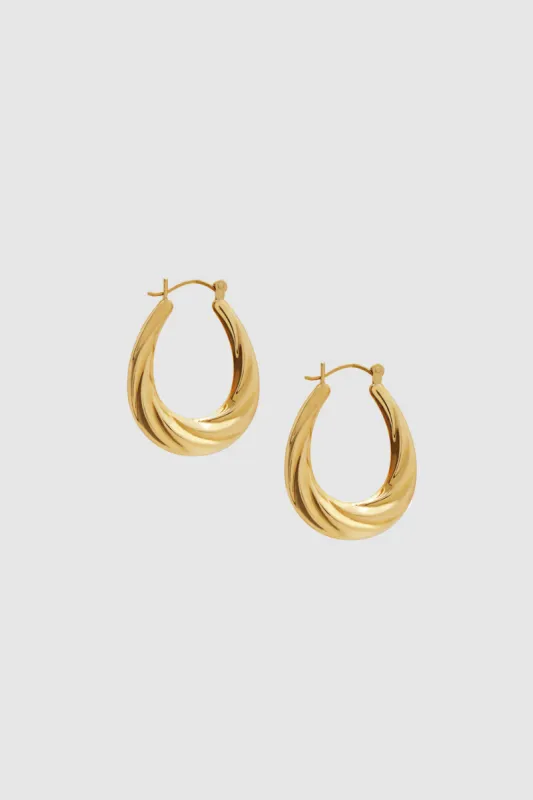 Oval Twist Hoop Earrings - 14k Gold sold by Anine Bing