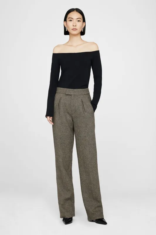 Brice Trouser - Black And Tan Herringbone sold by Anine Bing