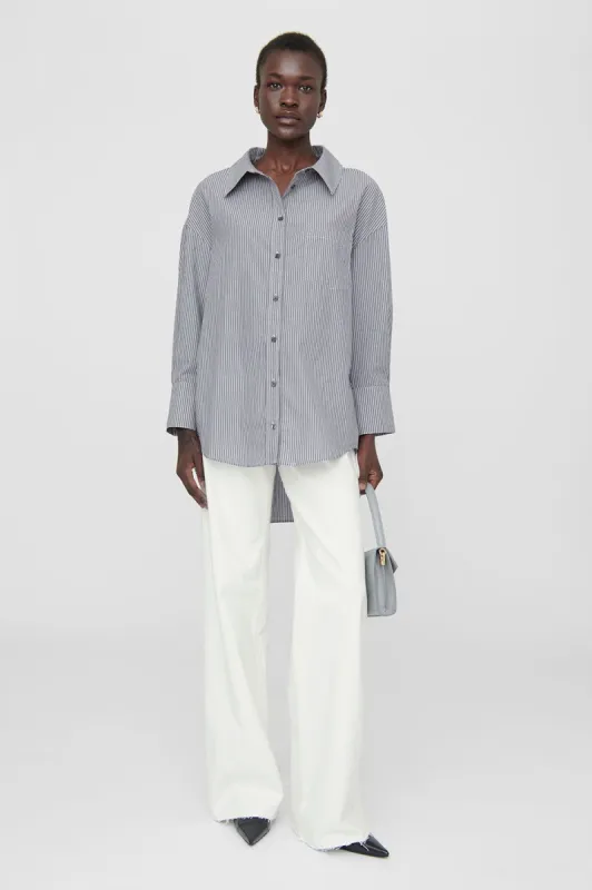 Mika Shirt - Grey And White Stripe sold by Anine Bing
