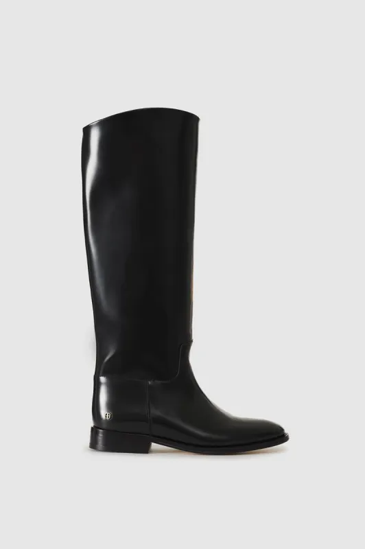 Kari Riding Boots - High-Shine Black sold by Anine Bing