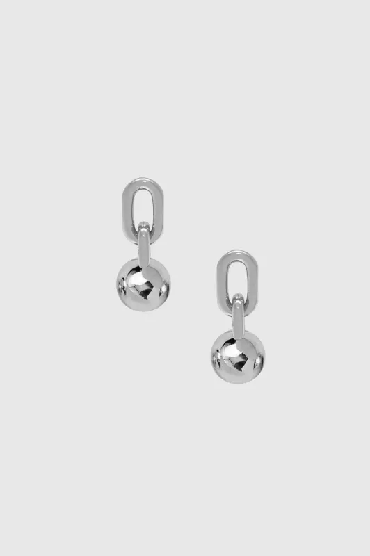 Link Ball Drop Earrings - Silver sold by Anine Bing