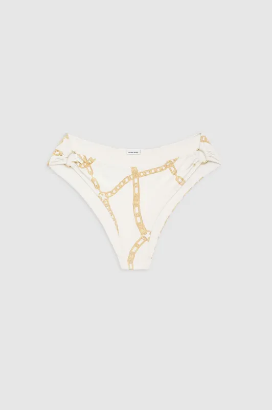 Viv Bikini Bottom - Cream And Tan Link Print sold by Anine Bing