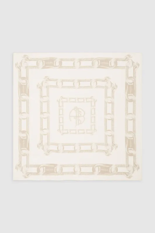 Evelyn Scarf - Cream And Tan sold by Anine Bing