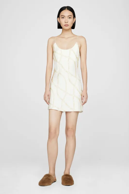 Lisette Slip Dress - Cream And Tan Link Print sold by Anine Bing