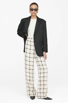 Owen Pant - Cream Check sold by Anine Bing