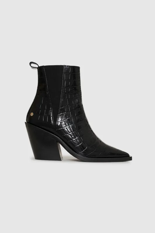 Bekah Boots - Black Embossed sold by Anine Bing