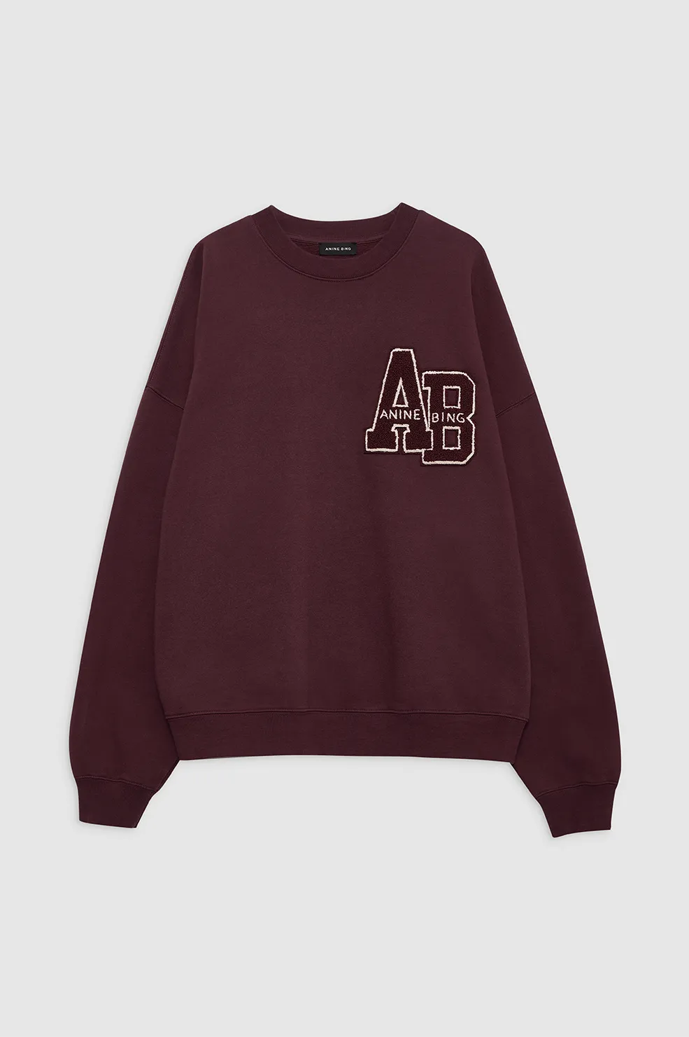 Miles Oversized Sweatshirt Letterman - Dark Burgundy sold by Anine Bing