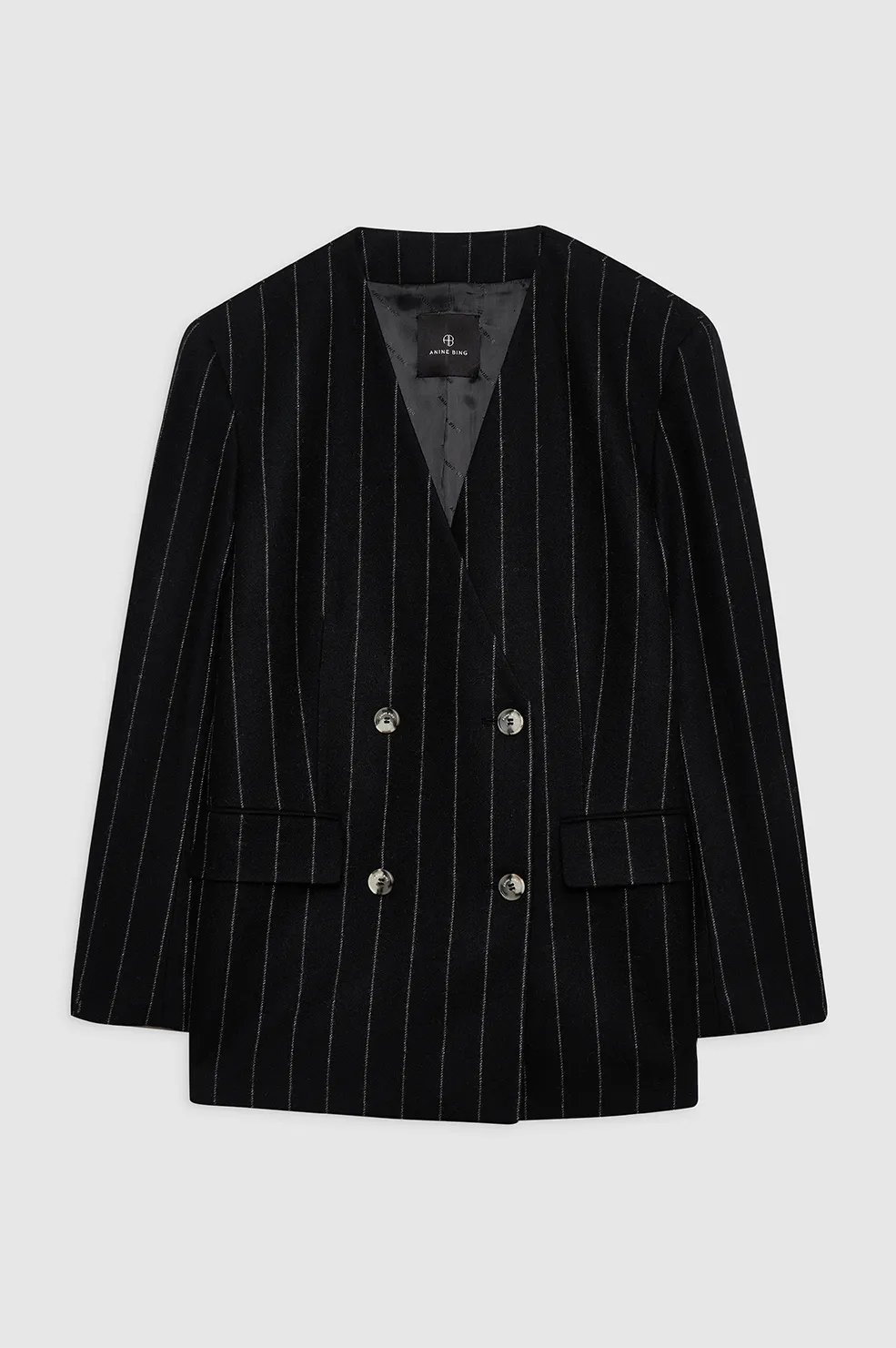 Maron Blazer - Dark Grey Pinstripe sold by Anine Bing