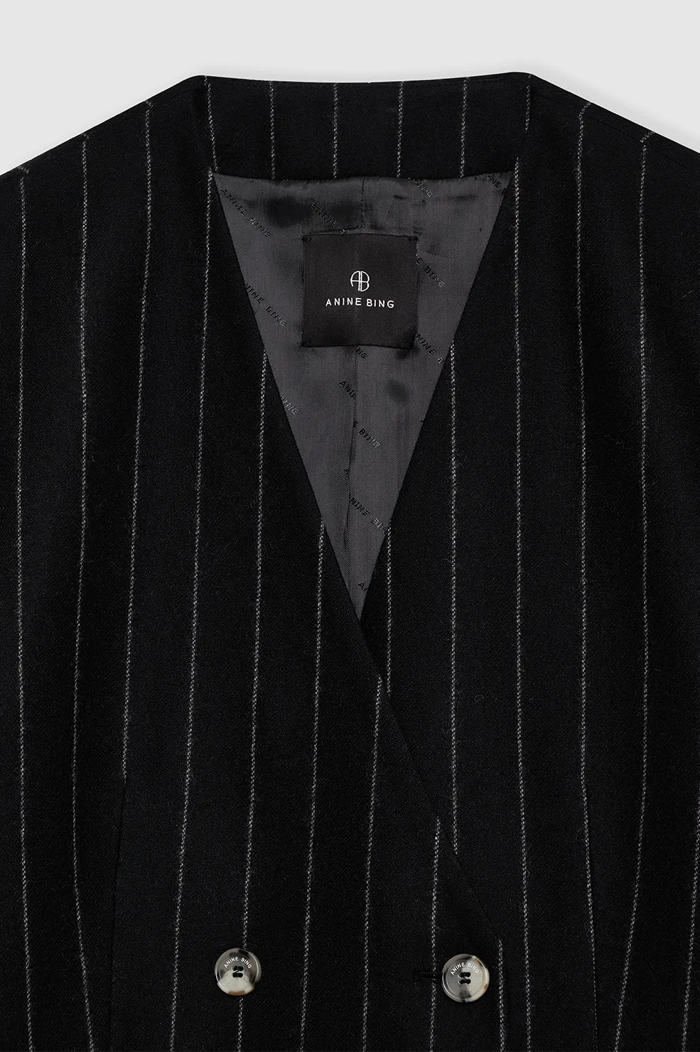 Maron Blazer - Dark Grey Pinstripe sold by Anine Bing product image thumbnail 2
