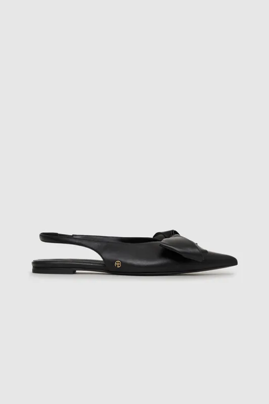 Nina Slingback Flats With Bow - Black sold by Anine Bing