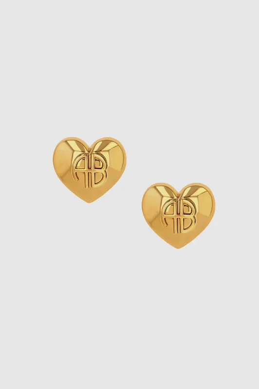 Chunky Heart Earrings - Gold sold by Anine Bing