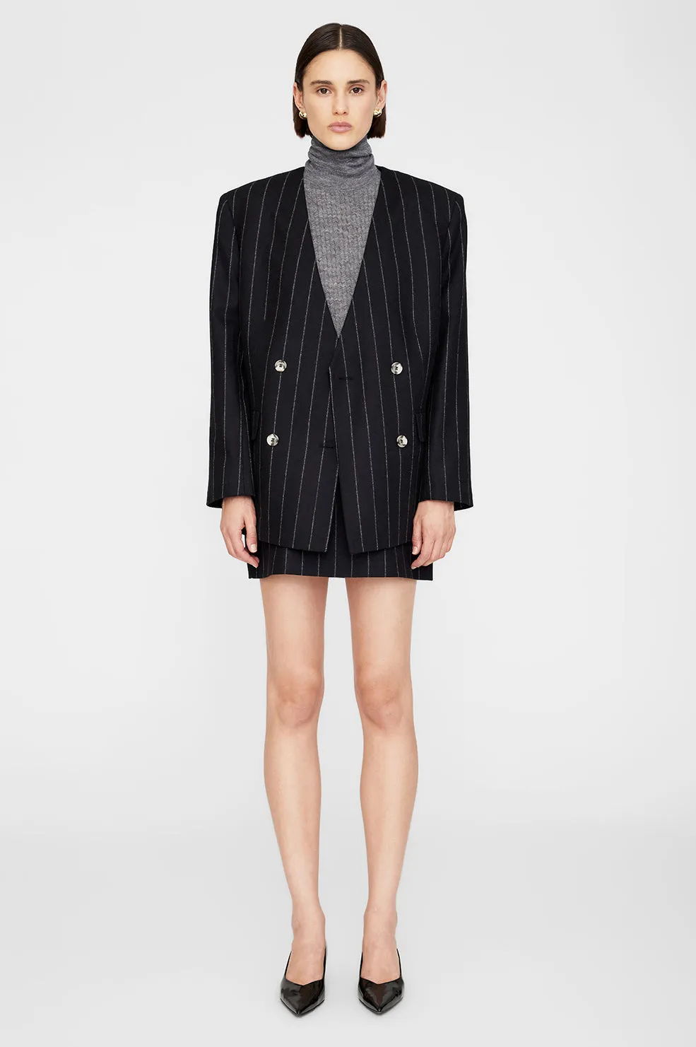 Tierra Skirt - Dark Grey Pinstripe sold by Anine Bing product image thumbnail 5