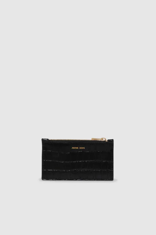 Lucy Card Holder - Black Embossed sold by Anine Bing