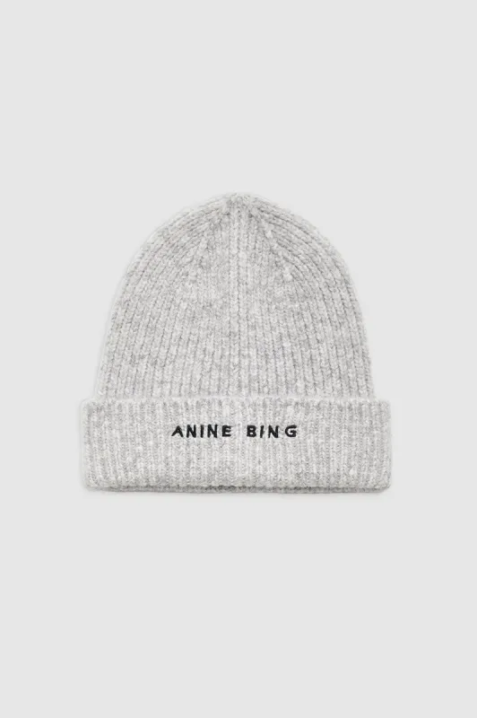 Elia Beanie - Light Heather Grey sold by Anine Bing
