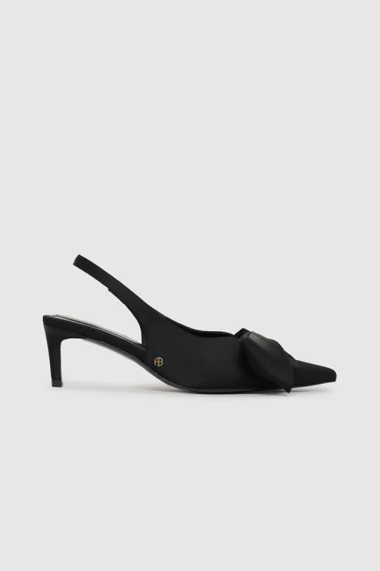 Nina Heels With Bow - Black Satin sold by Anine Bing