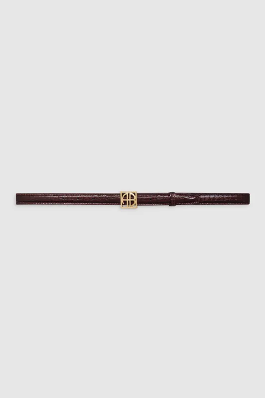 Monogram Belt - Burgundy Small Embossed sold by Anine Bing