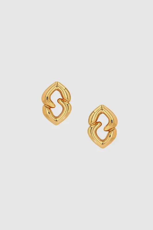 Abstract Heart Earrings - Gold sold by Anine Bing