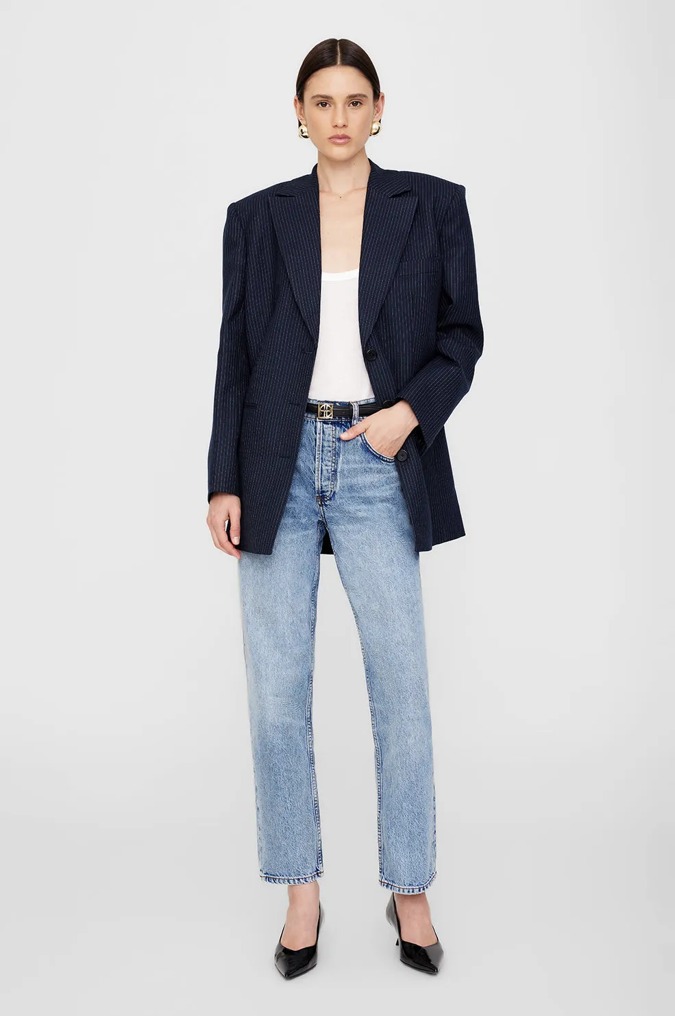 Declan Blazer - Navy Pinstripe sold by Anine Bing product image thumbnail 2