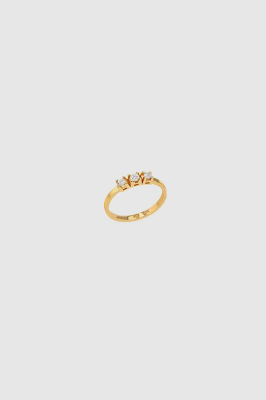 Three Stone Diamond Pinky Ring - 14k Gold sold by Anine Bing