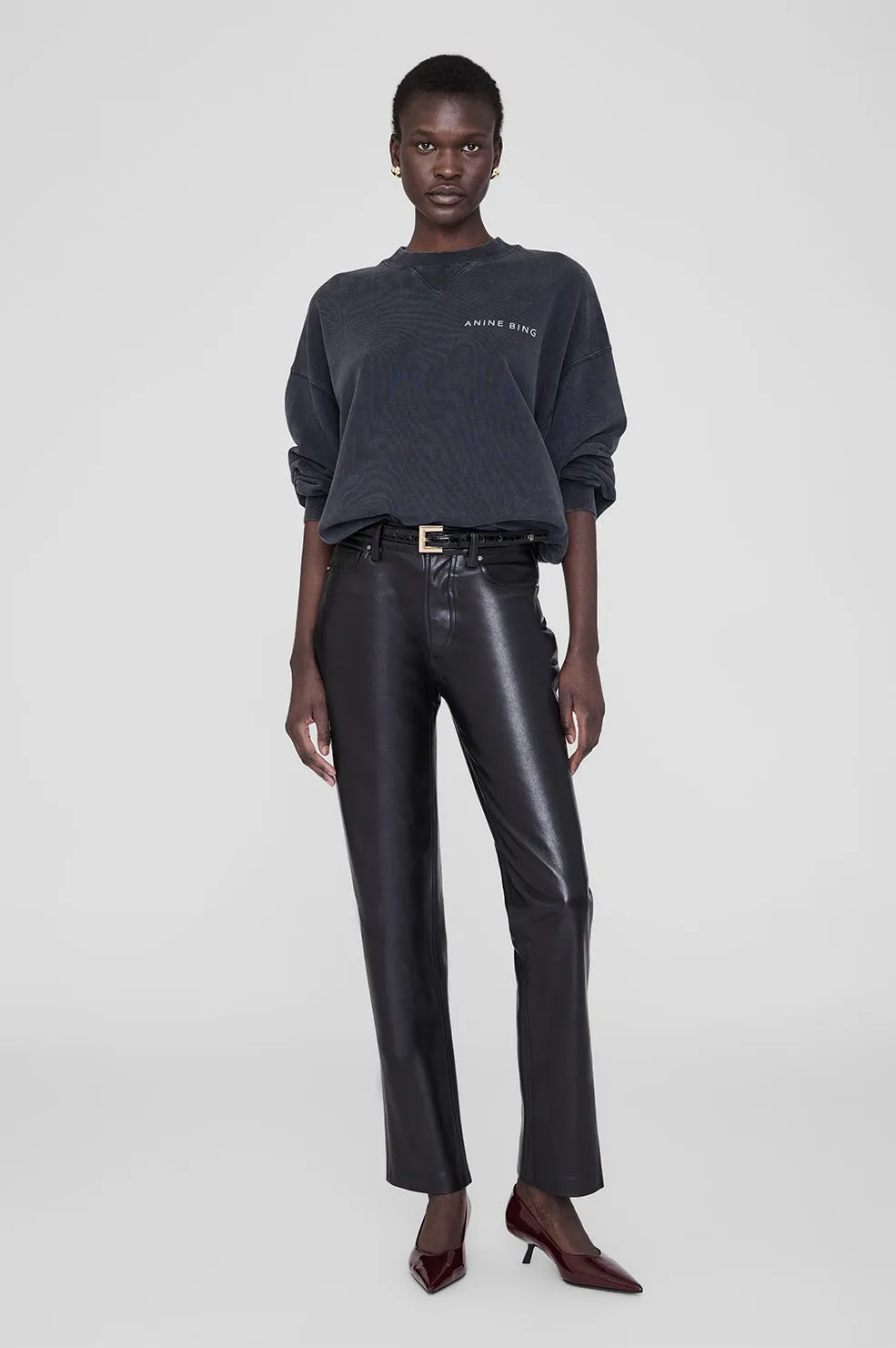 Jaci Sweatshirt Twisted Snake - Washed Black sold by Anine Bing