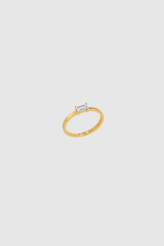 Delicate Baguette Diamond Pinky Ring - 14k Gold sold by Anine Bing