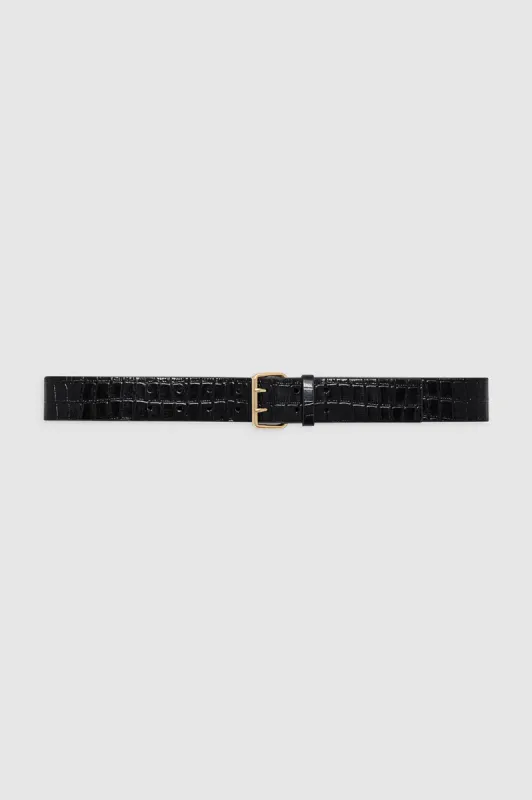 Mila Belt - Embossed Black sold by Anine Bing