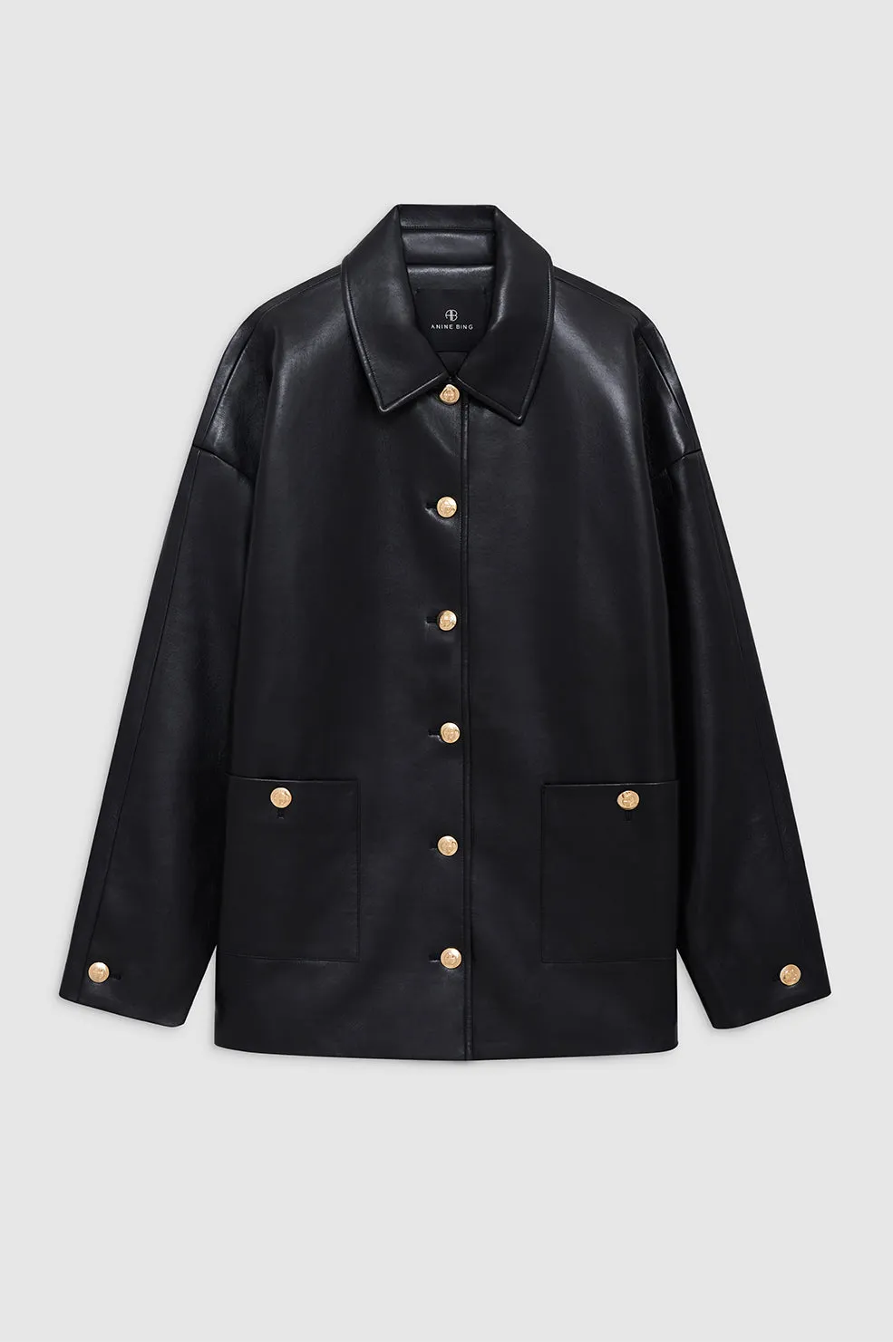 Luca Jacket - Black Recycled Leather sold by Anine Bing