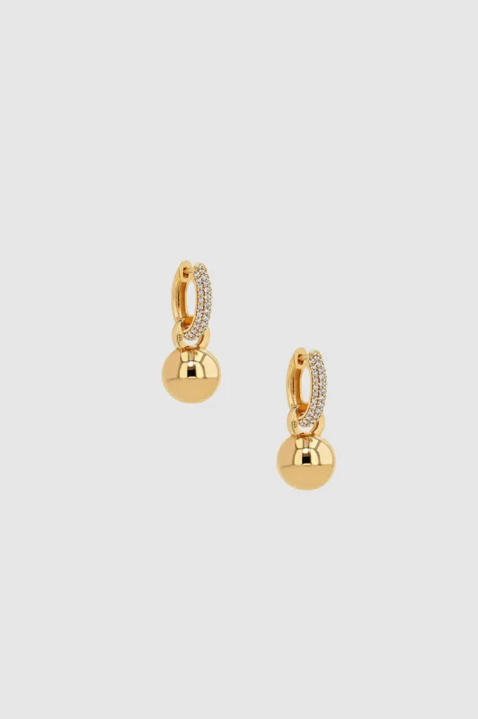 Chunky Diamond Hoops With Ball Charms - 14k Gold sold by Anine Bing