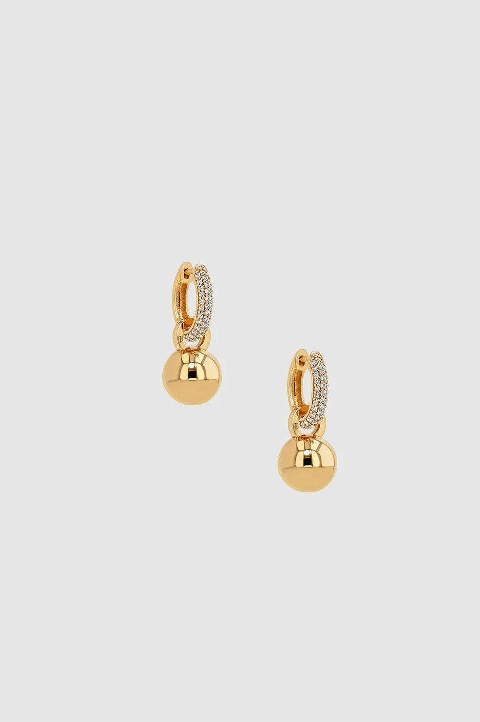 Chunky Diamond Hoops With Ball Charms - 14k Gold sold by Anine Bing