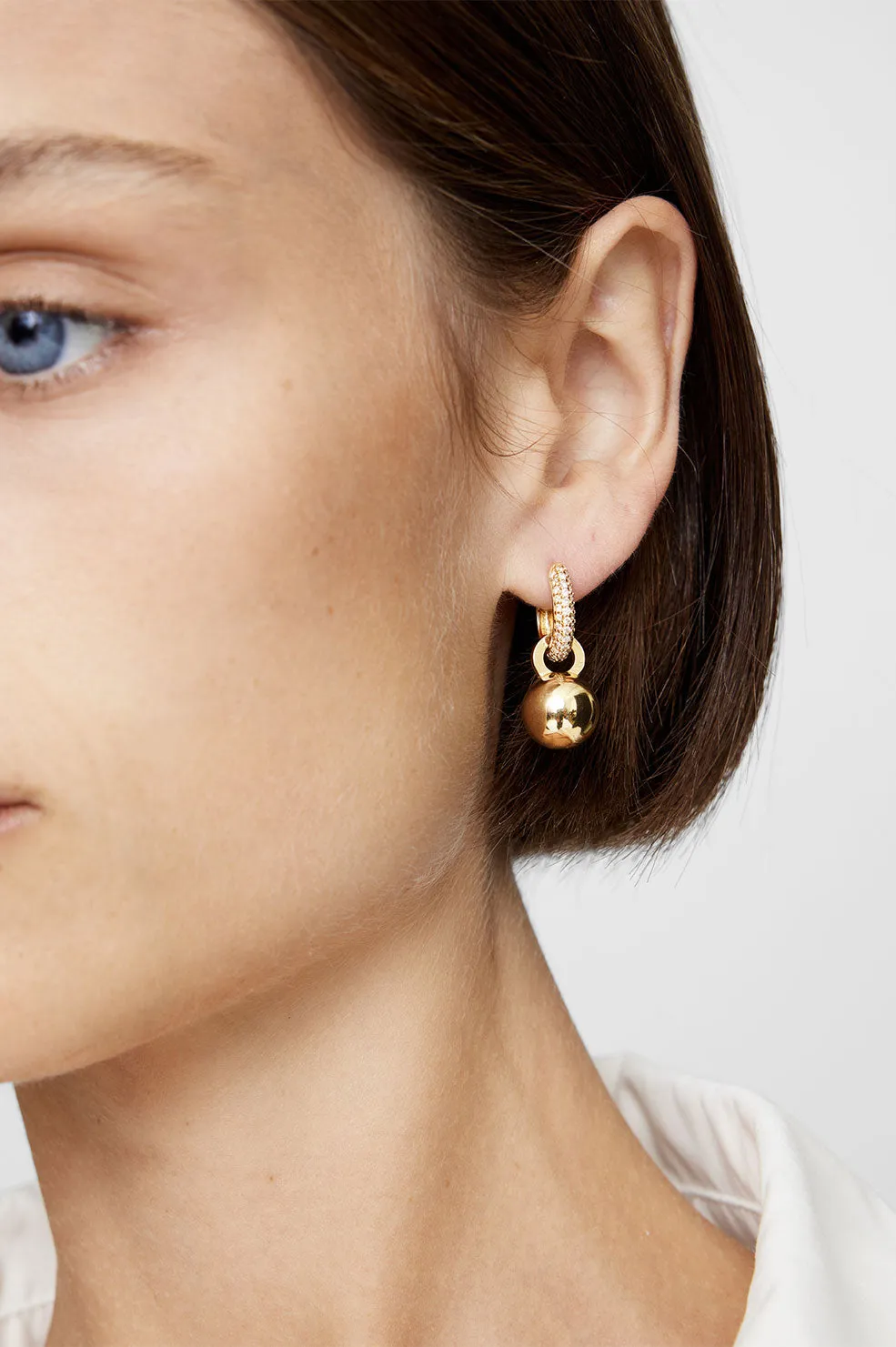 Chunky Diamond Hoops With Ball Charms - 14k Gold sold by Anine Bing product image thumbnail 3