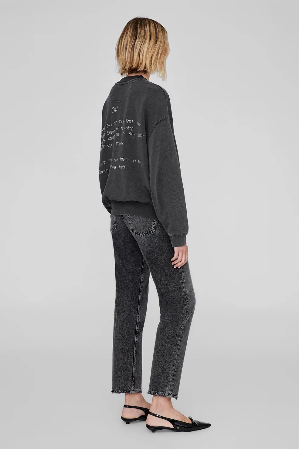 Jaci Sweatshirt Lyrics - Washed Black sold by Anine Bing product image thumbnail 2
