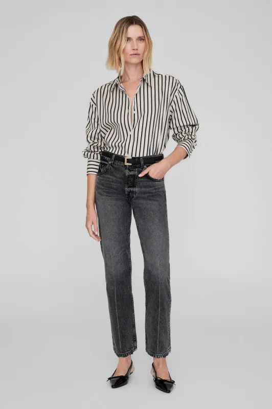 Plaza Shirt - Black And Tan Stripe made by Anine Bing