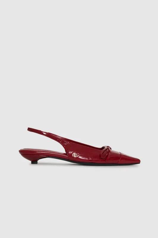 Zoey Slingback Heels - Red Crinkled Patent sold by Anine Bing