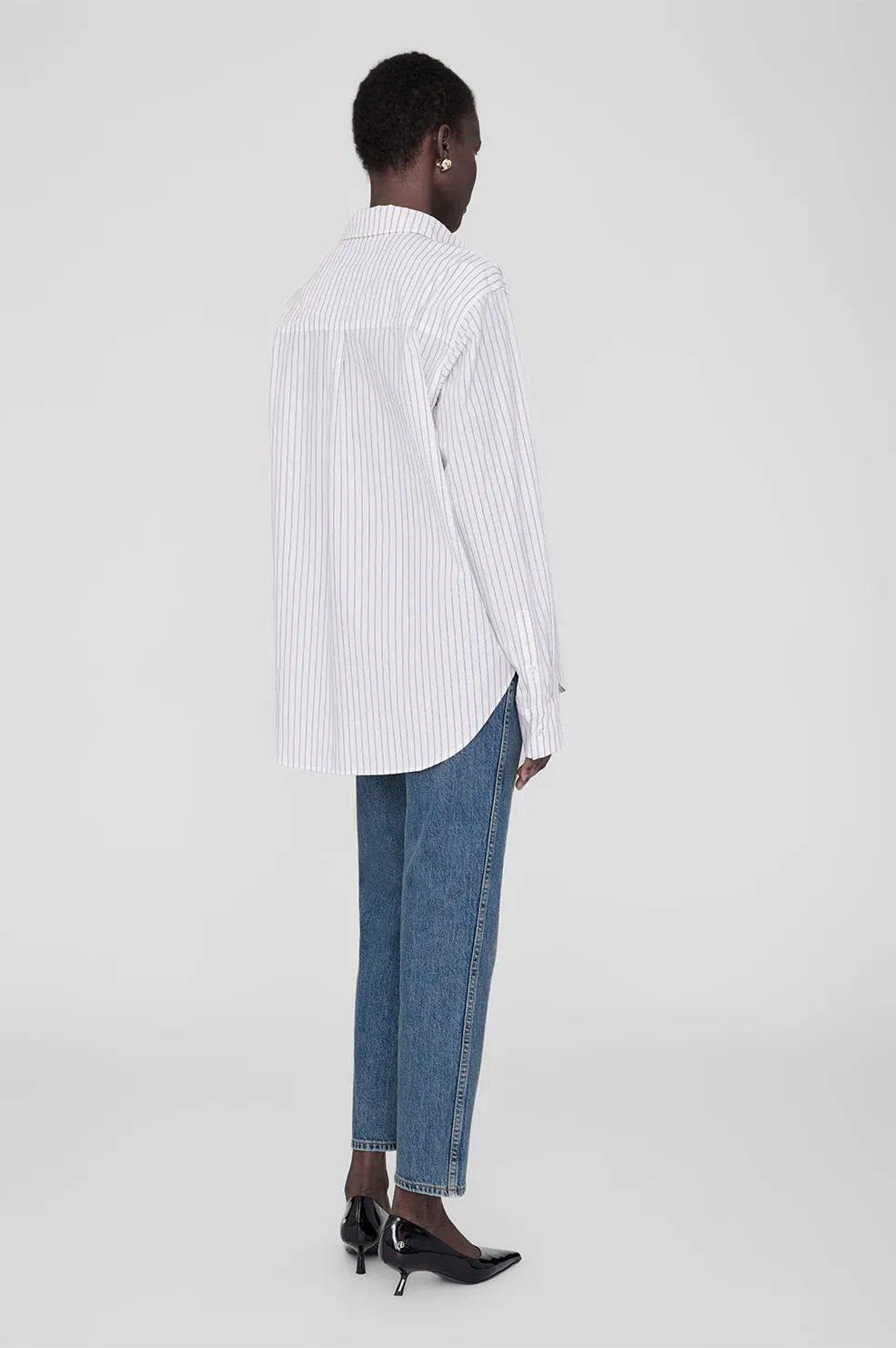 Braxton Shirt - White And Bordeaux Monogram Stripe sold by Anine Bing product image thumbnail 2