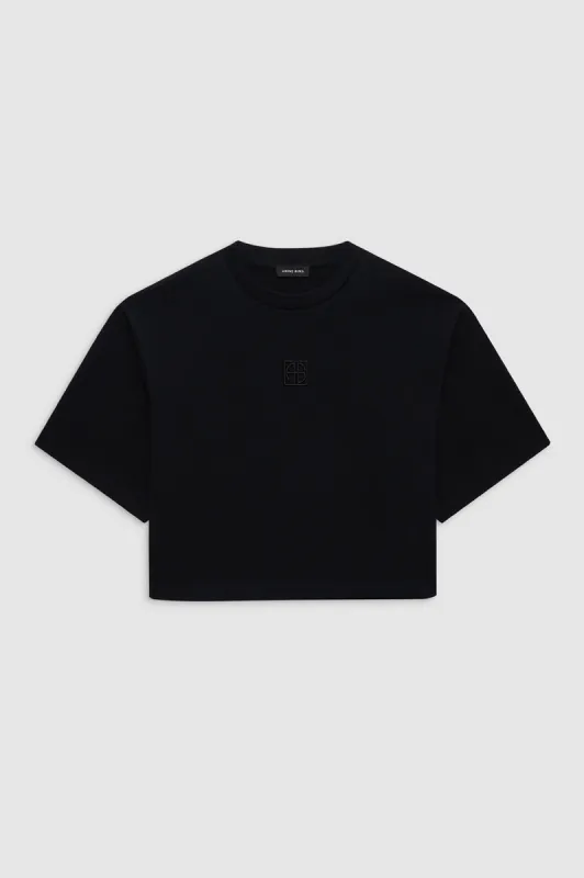 Myers Cropped Tee Framed Monogram - Black sold by Anine Bing