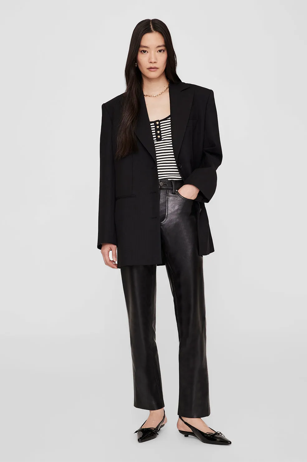 Alessia Tank - Cream And Black Stripe sold by Anine Bing product image thumbnail 5