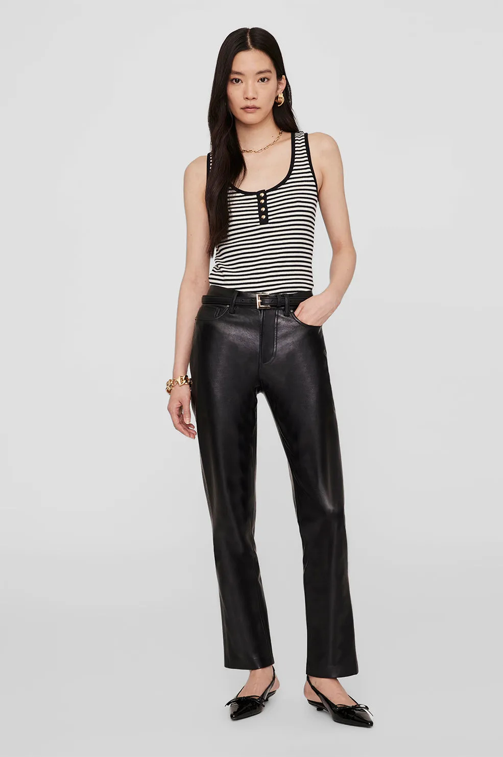 Alessia Tank - Cream And Black Stripe sold by Anine Bing product image thumbnail 3