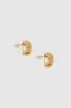 Small Crossover Ribbed Earrings - Gold sold by Anine Bing