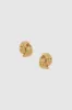 Small Crossover Ribbed Earrings - Gold sold by Anine Bing