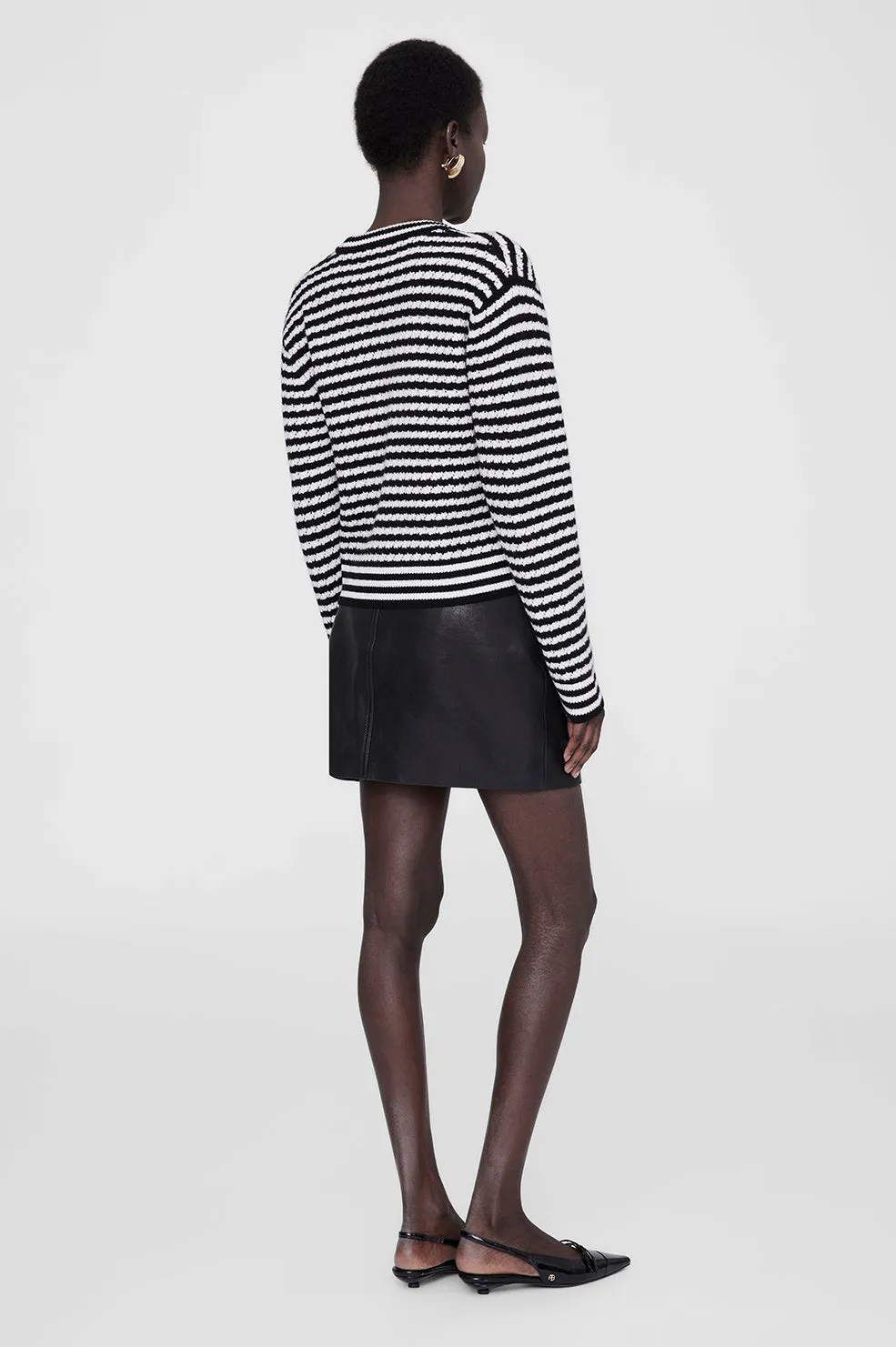 Gwen Cardigan - Black And Ivory Stripe sold by Anine Bing product image thumbnail 2