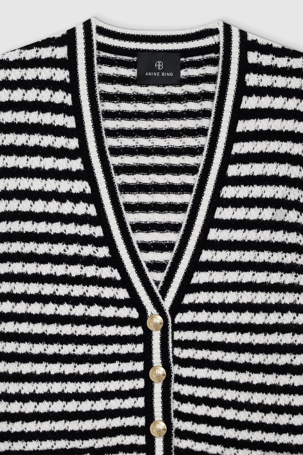 Gwen Cardigan - Black And Ivory Stripe sold by Anine Bing product image thumbnail 4
