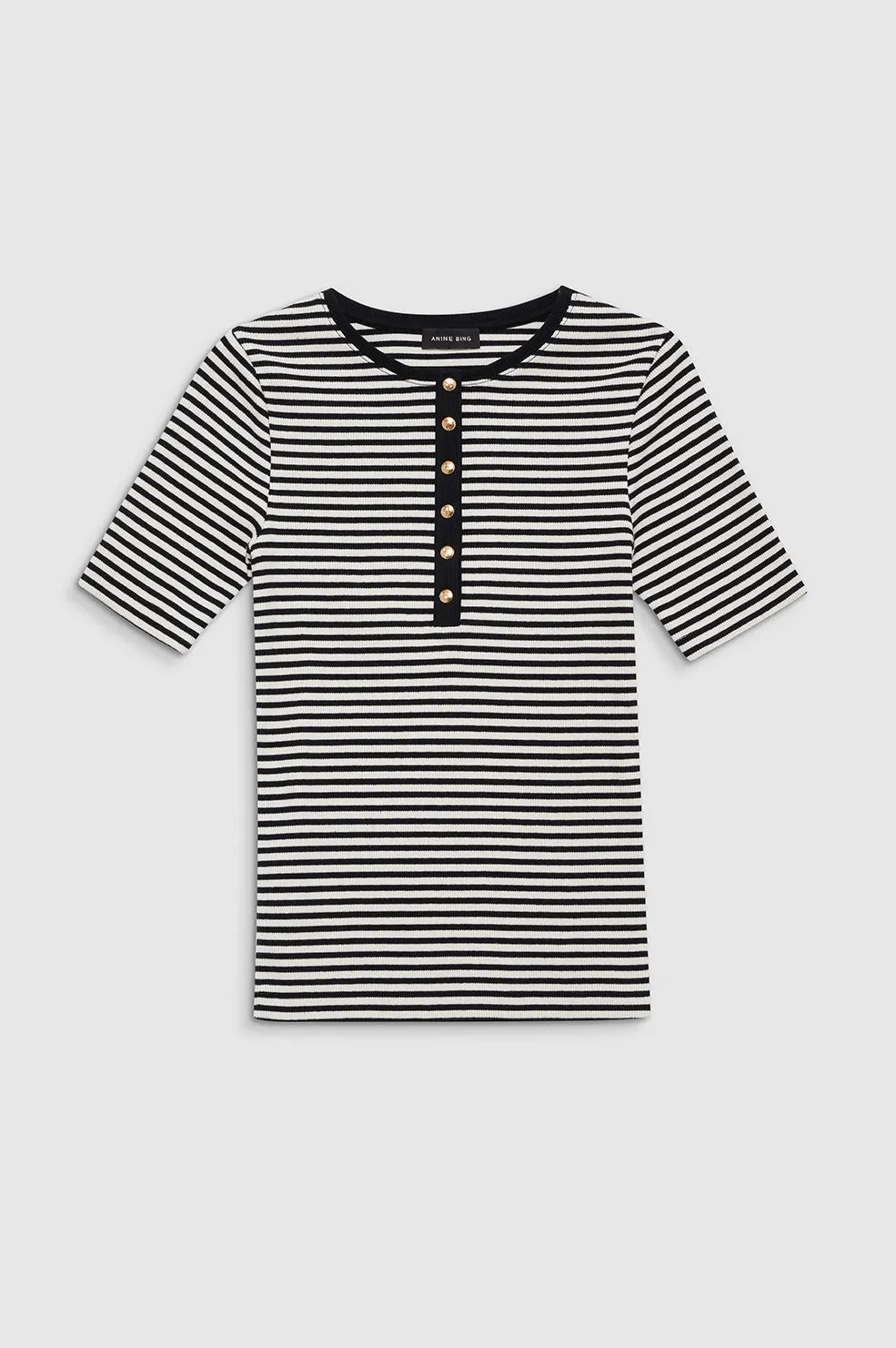 Alessia Tee - Cream And Black Stripe sold by Anine Bing product image thumbnail 3