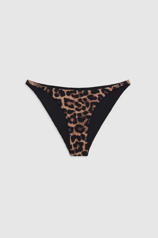 Bellamy Bikini Bottom - Black And Brown Leopard sold by Anine Bing