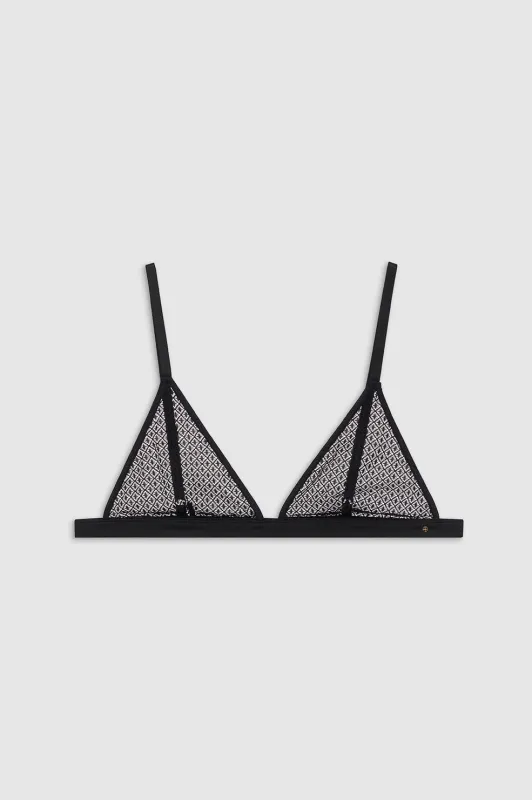 Eldra Bralette - Black Geometric Lace sold by Anine Bing