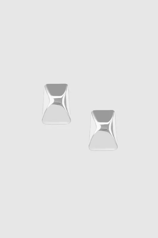 Curved Rectangle Earrings - Silver sold by Anine Bing