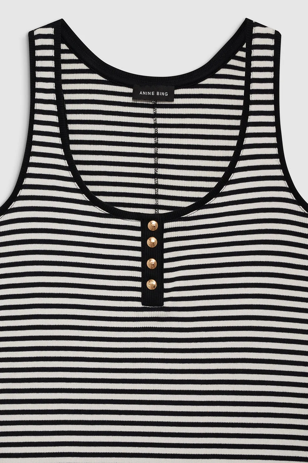 Alessia Tank Midi Dress - Cream And Black Stripe sold by Anine Bing product image thumbnail 4