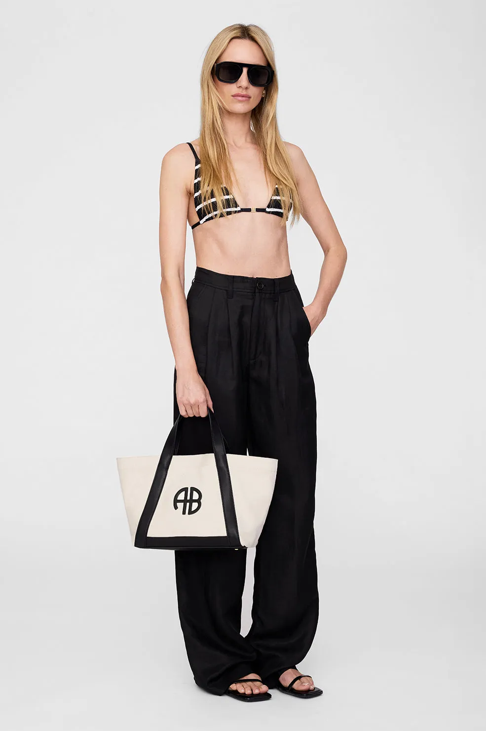 Small Cara Tote - Natural Canvas With Black sold by Anine Bing product image thumbnail 2